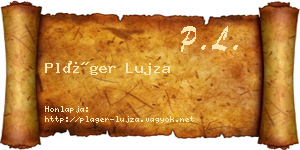 Pláger Lujza névjegykártya